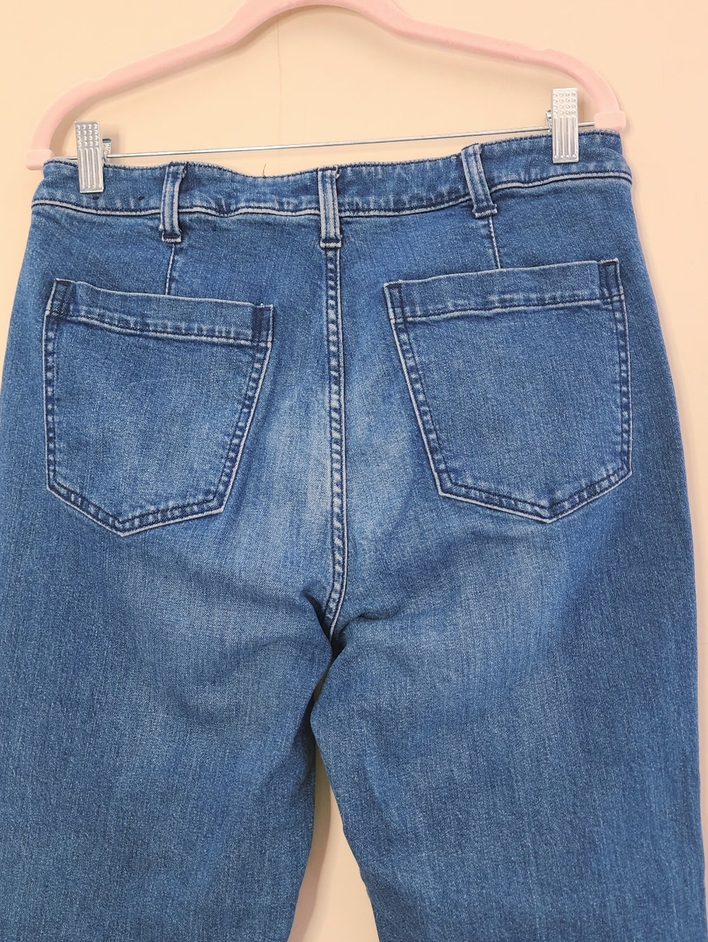 Gap 70s Flare High Rise Sailor Jeans Blue Denim Button Front 12/31R - Picture 11 of 16